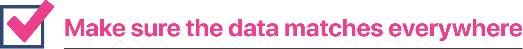 Make sure the data matches everywhere